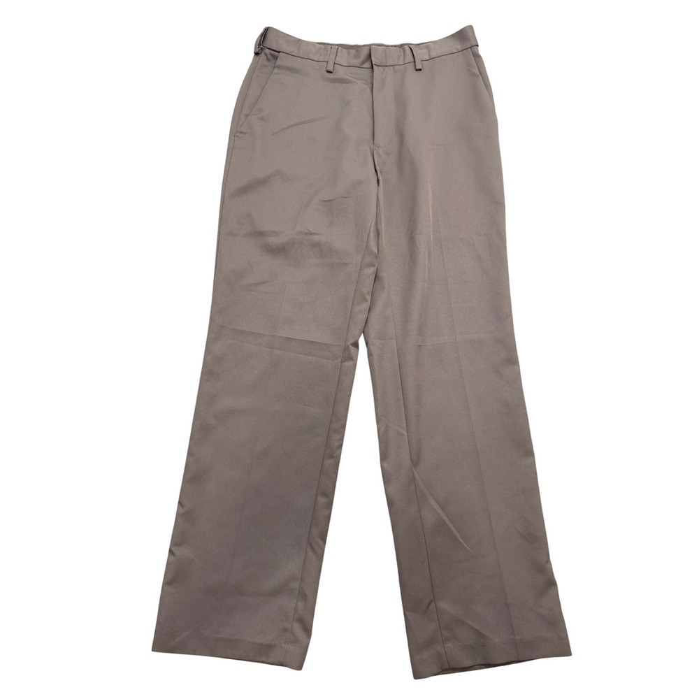 Haggar Straight Fit Dress Pants Mens 32x30 Charcoal Gray Flat Front Polyester